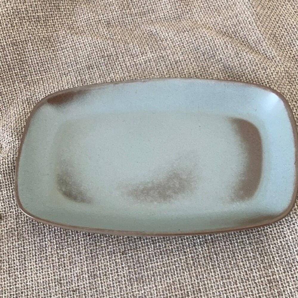 Frankoma ceramic rectangular serving dish blue glaze.